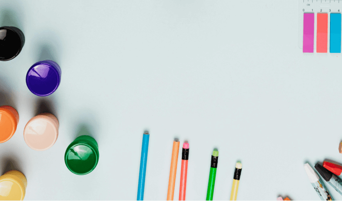Colorful pens on a table