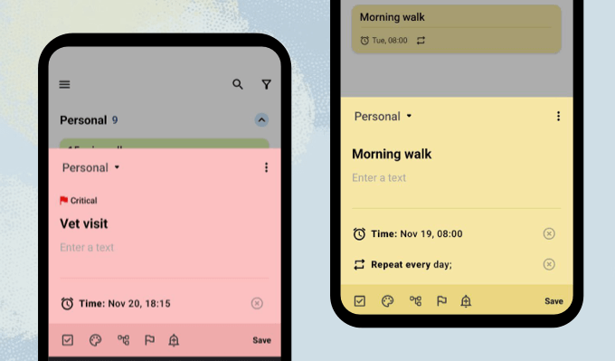 Planndu app screenshots of tasks