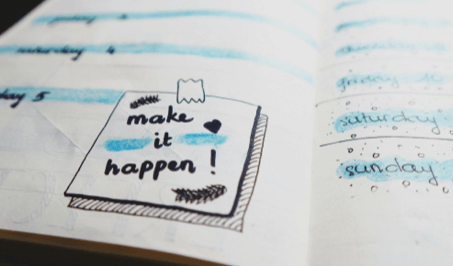 A notebook with a text written on it